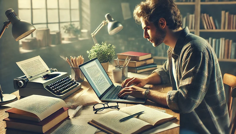 Un escritor escribiendo un libro