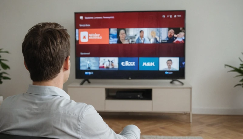 Un hombre viendo un canal de televisión de inversiones