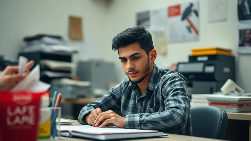 Un joven en una oficina de desempleo