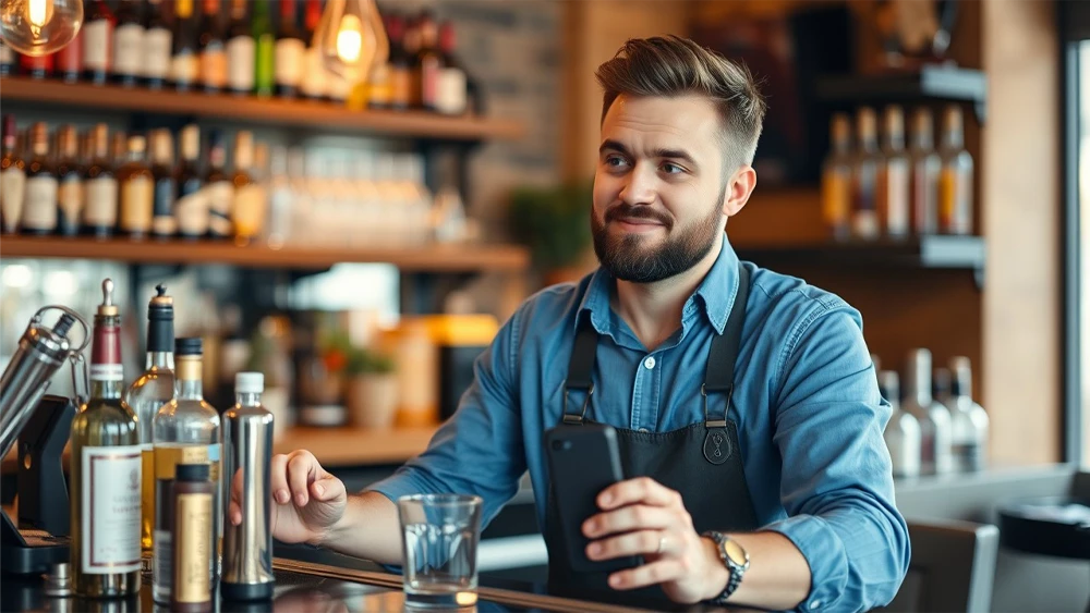 Un-trabajador-autonomo-trabajando-en-un-bar